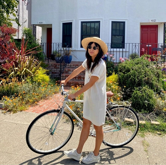 Everlane Weekend Tee Dress in Bone - Picture 2 of 7